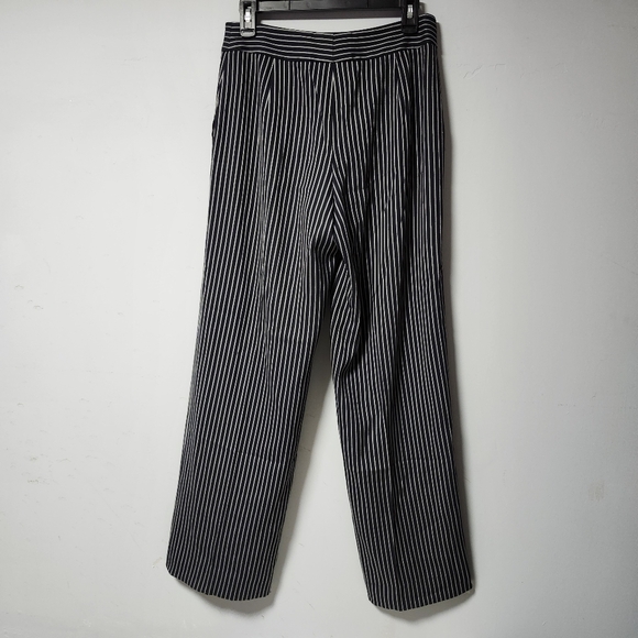 Giorgio Armani Borgo 21 Navy Silver Wool Stripe Wide Leg Stripe Pants 6 42 - Picture 3 of 4